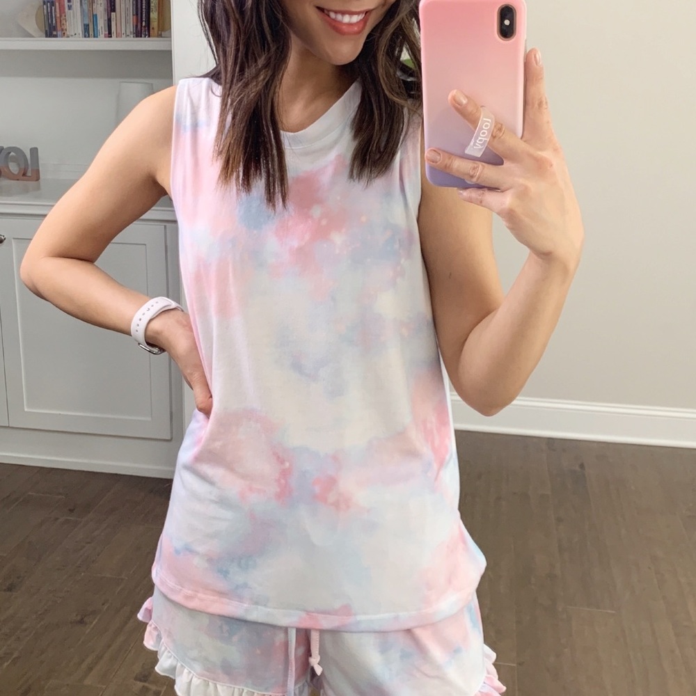 Alexis Tie Dye Lounge Top in Pink + Blue - Picture 4 of 9